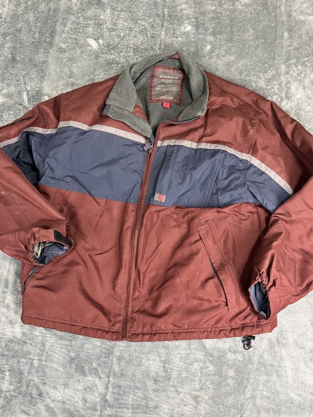 Giorgio Mens Full Zip Hooded Jacket L Maroon & Navy